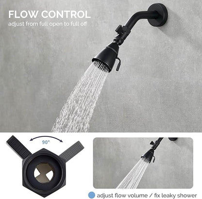 Angle Simple Shower Valve, Water Flow Control Shut Off Valve, Matte Black | Robust Brass Water Restrictor G 1/2, Pressure Reducer for Handheld Shower Head or Bidet Sprayer