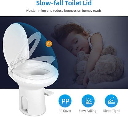 YITAHOME RV Toilet with Pedal Flush | Gravity Flush Toilet High Profile Include Flange, for Car Motorhome Caravan Travel, White