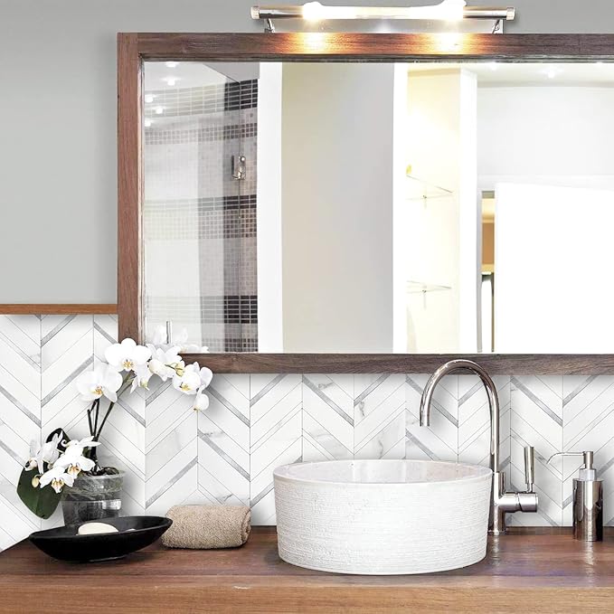 STICKGOO Herringbone Tile Peel and Stick Backsplash for Kitchen&Bathroom