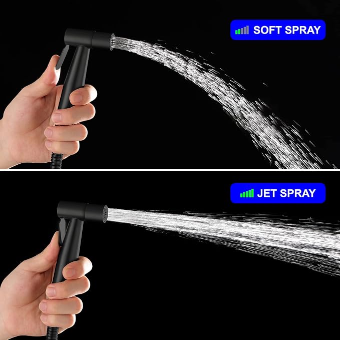 Handheld Bidet Sprayer for Toilet, Stainless Steel Baby Cloth Diaper Sprayer Kit, Bathroom Toilet Bidet Attachment Set for Bathing Pets Feminine Hygiene, Matte Black BDS01-7