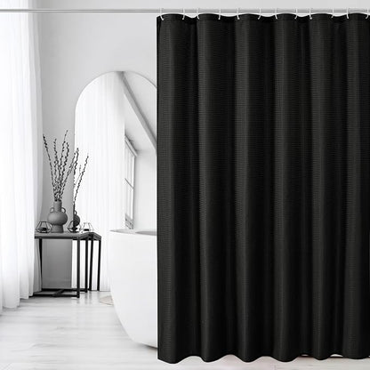 Small Stall 230GSM Black Shower Curtain, 36 x 72 | 230GSM Narrow Half Fabric Shower Curtain for Bathroom, Water Repellent, Machine Washable