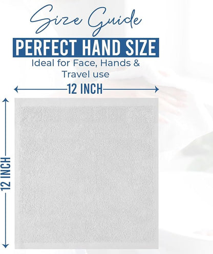 DAN RIVER 12 Pack Cotton Wash Cloths Set for Showering [12x12] White | Lighter Weight, Quick to Dry, Super Soft & Absorbent Face Towels, Hotel Quality, Perfect for Bathroom, Gym, Spa