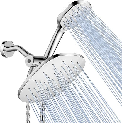 10" Rain Shower Head with Handheld Spray, Dual High Pressure Showerhead | Rainfall Shower Heads Combo with Multi Spray, Detachable Hand Showerhead Set with 71 Inch Shower Hose & Extra Holder