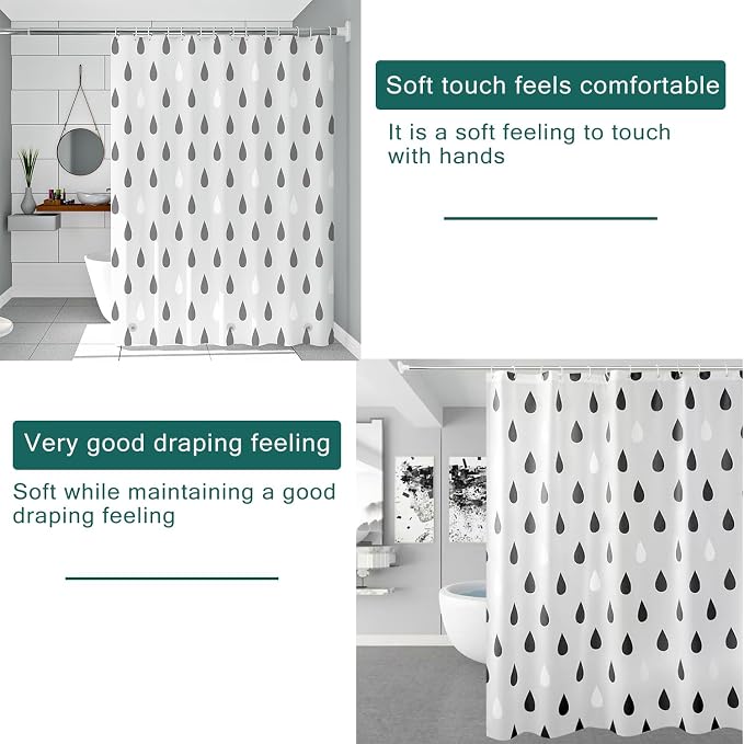 Shower Curtain Liner, 100% Waterproof Peva Shower Curtains with 3 Duty Heavy Bottom Magnets and 12 Rust Proof Grommets, 72x72 Weighted Shower Liner for Shower Stall, Bathtubs