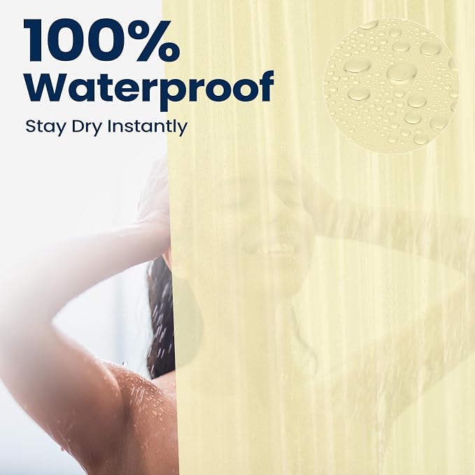 downluxe Shower Curtain Liner, PEVA Plastic Shower Liner with 3 Magnets, 72" x 72" Waterproof Bathroom Curtain, Ivory, 1 Pack
