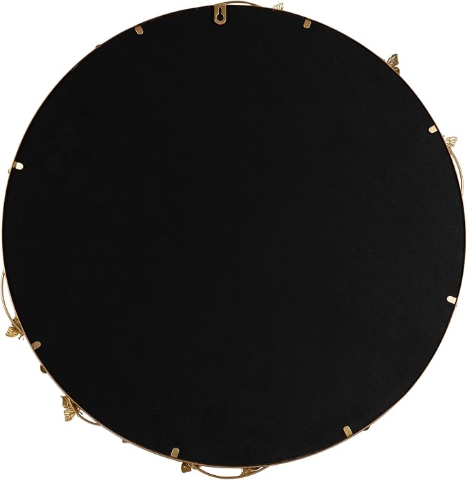 Kate and Laurel Rosella Modern Ornate Round Wall Mirror, 26 Inch Diameter, Gold, Circle Mirror with Floral Detailing for Use as Bathroom Mirror for Over Sink or Cute Dorm Room Decor
