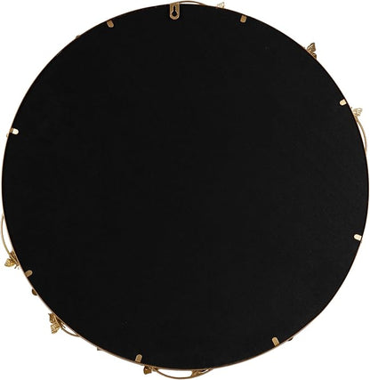 Kate and Laurel Rosella Modern Ornate Round Wall Mirror, 26 Inch Diameter, Gold, Circle Mirror with Floral Detailing for Use as Bathroom Mirror for Over Sink or Cute Dorm Room Decor