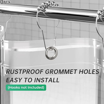 AmazerBath Long Stall Shower Curtain 36x84 Inches, Walk in Shower Curtain Plastic, Clear Shower Stall Curtain Heavy Duty Thick PEVA, Narrow Curtain with 2 Weighted Stones and 6 Grommet Holes