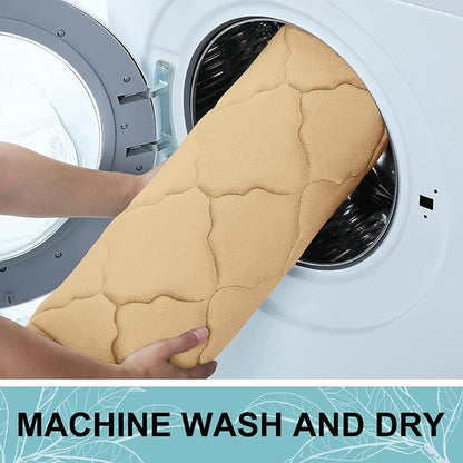 OLANLY Memory Foam Bath Mat Rug 70x24, Ultra Soft and Absorbent Bathroom Rugs, Non-Slip, Comfortable, Machine Washable Bath Carpet for Bathroom Floor, Tub, Shower and Home Decor Accessories, Beige