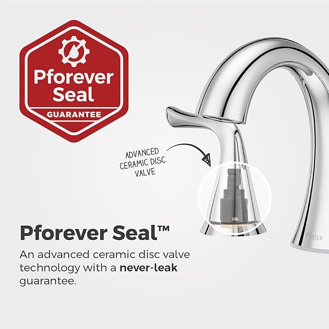 Pfister Willa Bathroom Sink Faucet, 8-Inch Widespread, 2-Handle, 3-Hole, NSF Certified, Polished Chrome Finish, LF049MALCC