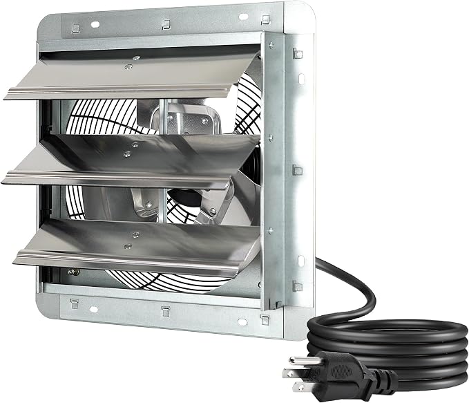 iLiving New Upgraded 10" Wall Mounted Exhaust Fan - Automatic Shutter - Variable Speed - Vent Fan For Home Attic, Shed, or Garage Ventilation, 65 Watts, 820 CFM, 1200 SQF Coverage Area