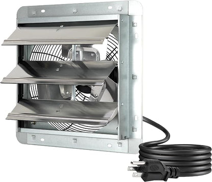 iLiving New Upgraded 10" Wall Mounted Exhaust Fan - Automatic Shutter - Variable Speed - Vent Fan For Home Attic, Shed, or Garage Ventilation, 65 Watts, 820 CFM, 1200 SQF Coverage Area