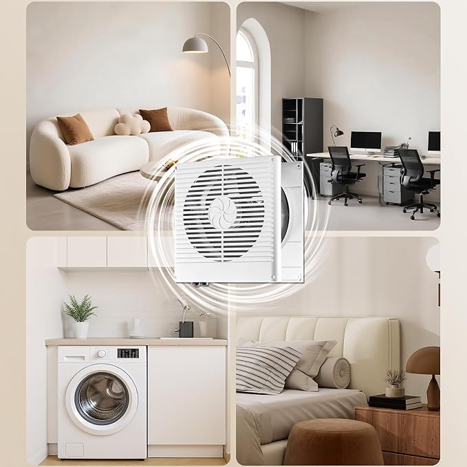 VEVOR Room to Room Fan, Two-Way Airflow Through-the-Wall Fan 8" with Temperature Control, 180 CFM Ventilation Quiet In-Wall Exhaust Vent Fans for Bathroom, Laundry Room and Indoor