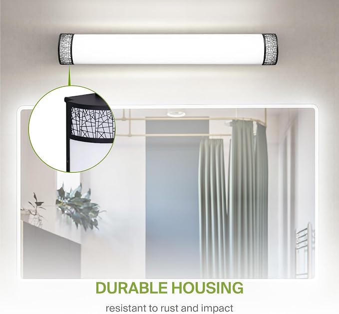 ASD 36 Inch LED Bathroom Vanity Light, 5CCT 2700K-5000K 30W, Dimmable Bathroom Light Fixtures, Modern Vanity Lights for Bathroom Lighting Fixtures Over Mirror, Wall Light Bar, Black, ETL
