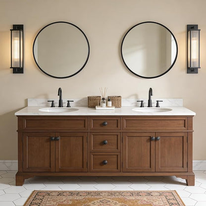Black Round Wood Mirror 24 inch Circle Wall Mirror for Bathroom Round Wall Mirror for Wall Decor, Vanity, Entryway Living Room