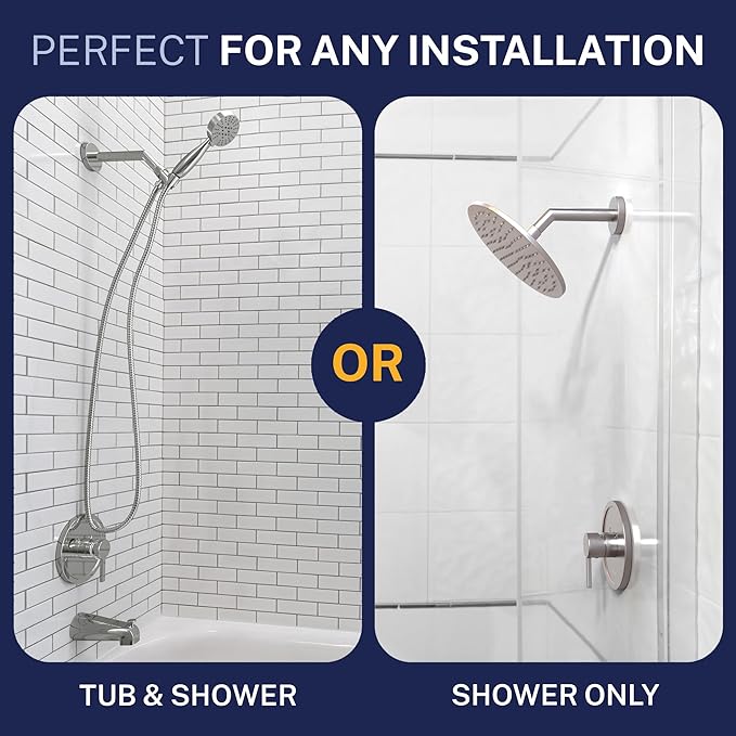 HammerHead Showers Solid Metal Single-Handle Trim Kit with Rough-In Shower Valve, Volume and Temperature Control, Pressure Balance, Chrome