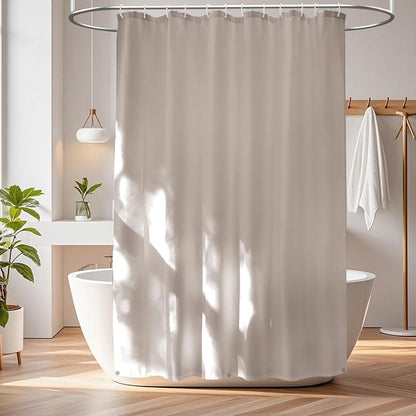 Seenus Waterproof Fabric Long Shower Curtain Liner with 3 Extra-Large Magnets, 72 x 78 inch Extra Long Khaki Cloth Shower Liner Machine Washable, Hotel Quality Lightweight Shower Curtain for Bathroom