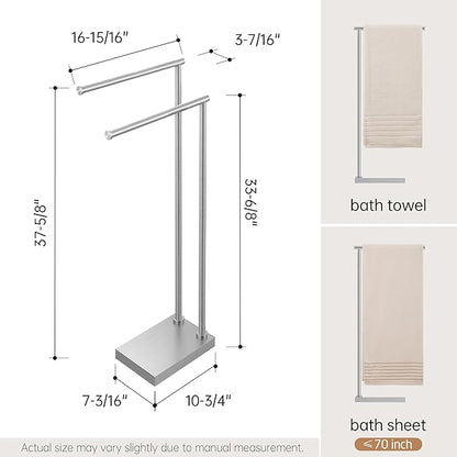 KES Free Standing Towel Racks for Bathroom with 3X Thicker Base, 2-Tier Towel Rack Stand for Bathroom Floor, Upgrade Steady Design, Pro-Grade 18/8 Stainless Steel Brushed Finish, BTH239A-2