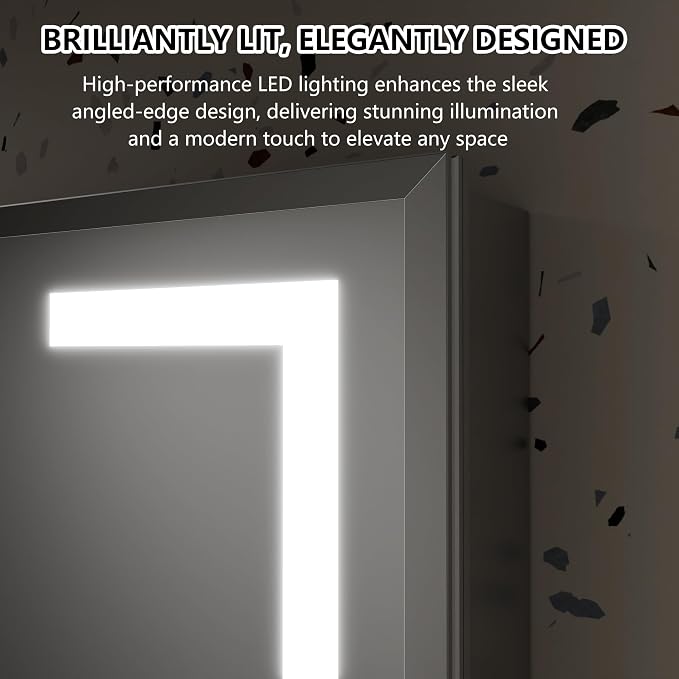 LED Bathroom Medicine Cabinet with Mirror, 24x40 Medicine Cabinet with Lights, Power Failure memor, Dimmable, Defogging, Recessed/Surface, Front&Backlit, Outlets, Dual-Opening