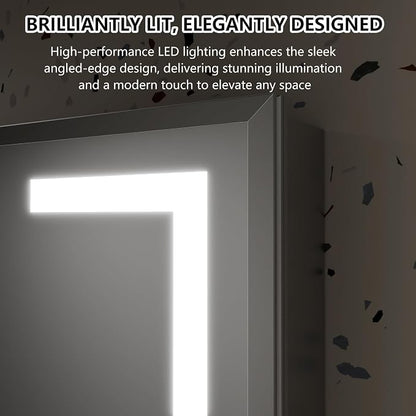 LED Bathroom Medicine Cabinet with Mirror, 24x40 Medicine Cabinet with Lights, Power Failure memor, Dimmable, Defogging, Recessed/Surface, Front&Backlit, Outlets, Dual-Opening