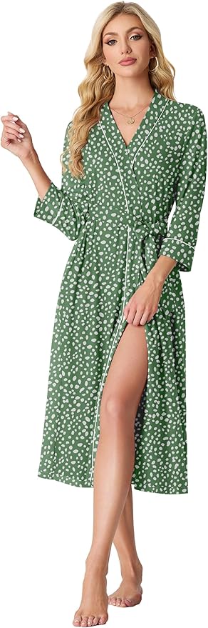 PrinStory Womens Robe Long Knit Bathrobe Lightweight Soft Robes Ladies Bath Robe