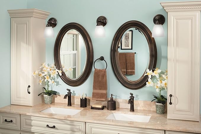 Moen YB2261ORB Brantford 1-Light Dual-Mount Bath Bathroom Vanity Fixture with Frosted Glass, Oil Rubbed Bronze