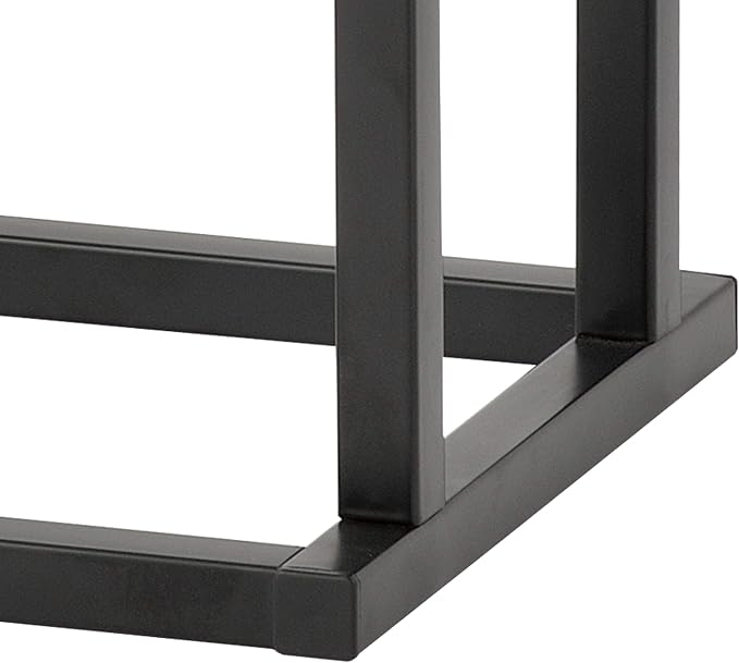 MyGift 33 Inch Free Standing Towel Rack for Bathroom, Freestanding Bath Towel Holder with 2 Tier Bamboo Wood Bar and Black Chrome Plated Metal, Drying Rack Stand Laundry