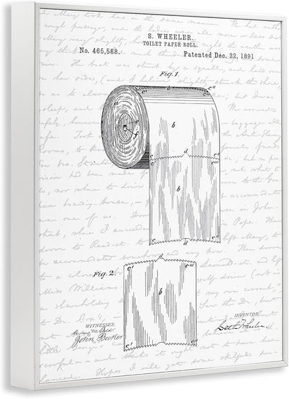 Vintage Patent Bathroom, 24 x 30 Inch Framed Giclée Print | Stupell Industries · By Lettered and Lined · Ready to hang · Great for bath and laundry decor · Made in USA