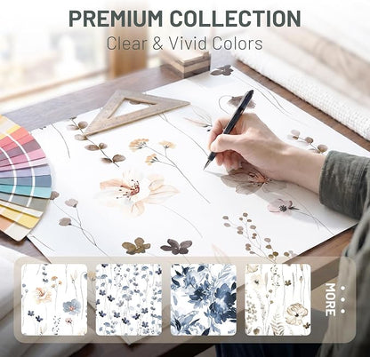 No Hook Floral Shower Curtain with Liner, Brown, 71x74 | Snap in Liner, 3 in 1, Water Repellent, Easy Install, Machine Washable, Hotel Style for Bathroom, Watercolor Pattern