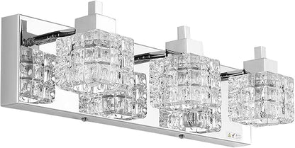 TRLIFE Bathroom Vanity Light Fixtures, Modern Bathroom Lights Over Mirror 3 Lights Vanity Light 19inches Crystal Vanity Light Fixture
