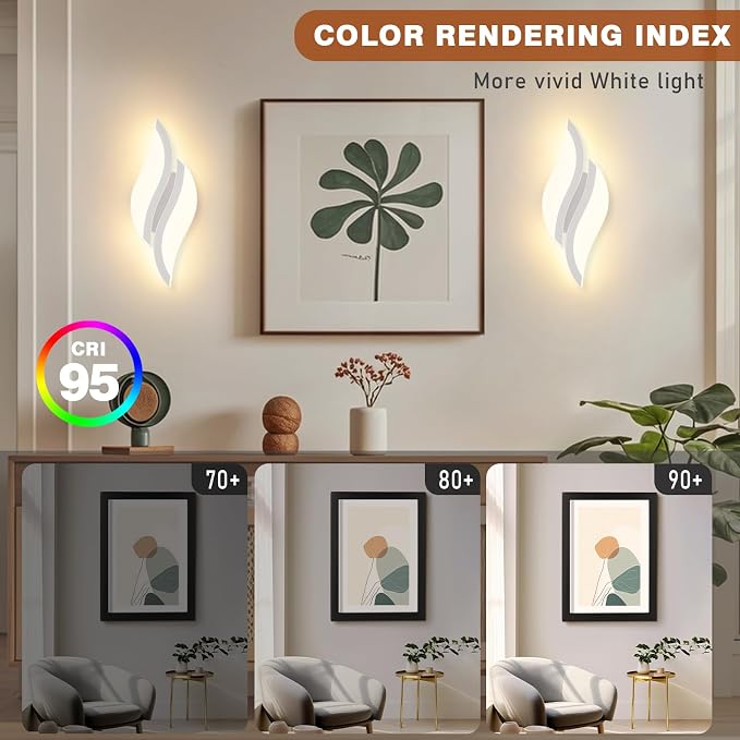 CANEOE Modern LED Wall Sconce 3000K White Indoor Wall Light Fixtures Acrylic Wall Sconce Lighting for Living Room Bedroom Bedside Bathroom Hallway Stairway Wall Lamp (White, 1 Pack,3000K)