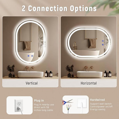 24"x32" LED Bathroom Mirrors with Lights,Anti-Fog, Dimmable,Frameless LED Bathroom Mirror Backlit + Front Lit,Wall Mounted Lighted Bathroom Vanity Mirror