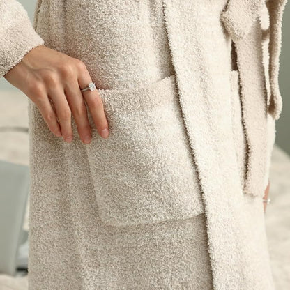 MH MYLUNE HOME Ultra Soft Robe With Pockets, Spa Bathrobe Loungewear Calf-Length, Plush Fuzzy Fluffy Wrap Robe for Women