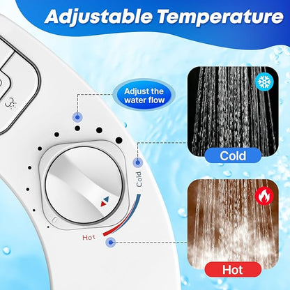 Hot and Cold Bidet Attachment for Toilet, Ultra-Slim Bidet Attachment Warm Water, Non-electric Adjustable Pressure Self Cleaning Dual Nozzle Control for Posterior, Feminine Wash