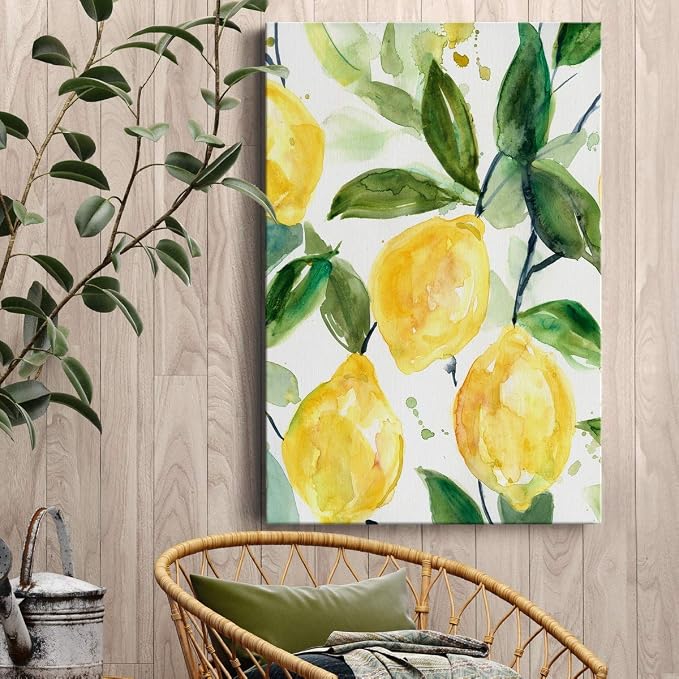 Renditions Gallery Canvas Nature Wall Art Paintings for Wall Decorations Yellow Lemons Branch Modern Abstract Wall Hanging Artwork Prints for Bedroom Living Room Office Kitchen - 8"x12" LT02