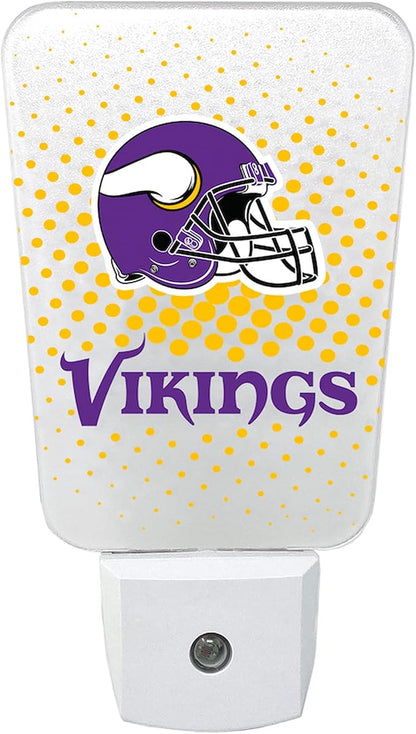 Party Animal NFL Team LED Night Light, Minnesota Vikings | Energy-efficient LED light with auto-sensor & 3 light settings; Slim 5-inch design fits standard outlets for indoor use