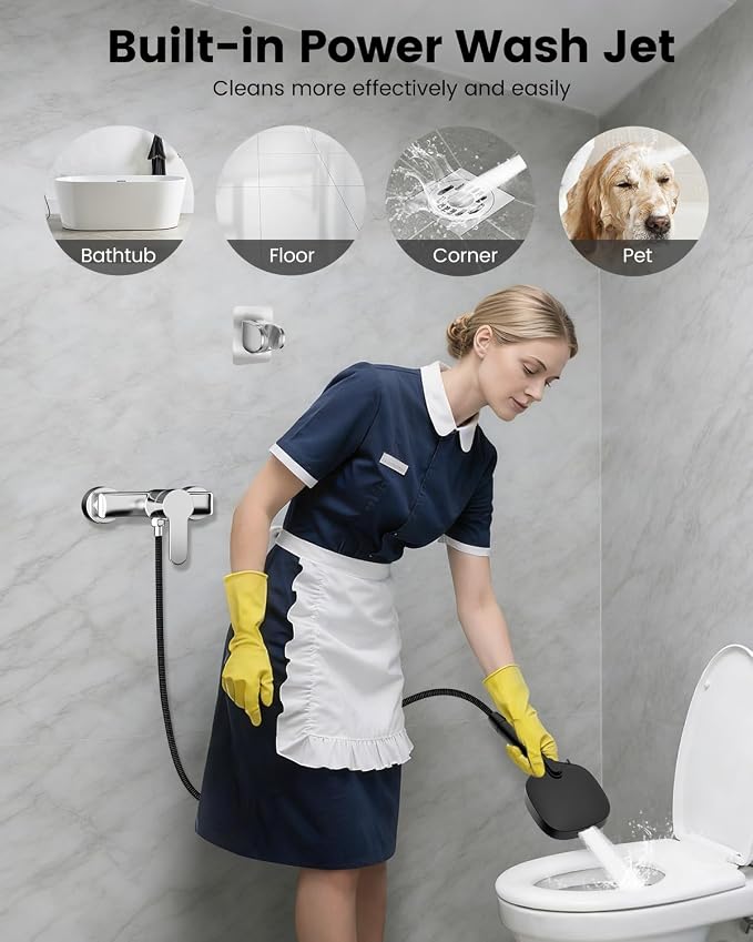 Filtered Shower Head with Handheld, High Pressure 7 Mode Black Handheld Shower Head with Hose and Filters for Hard Water, Built-in Power Wash to Clean Tub, Remove Chlorine - Reduce Dry Itchy Skin