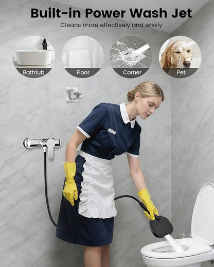Filtered Shower Head with Handheld, High Pressure 7 Mode Black Handheld Shower Head with Hose and Filters for Hard Water, Built-in Power Wash to Clean Tub, Remove Chlorine - Reduce Dry Itchy Skin