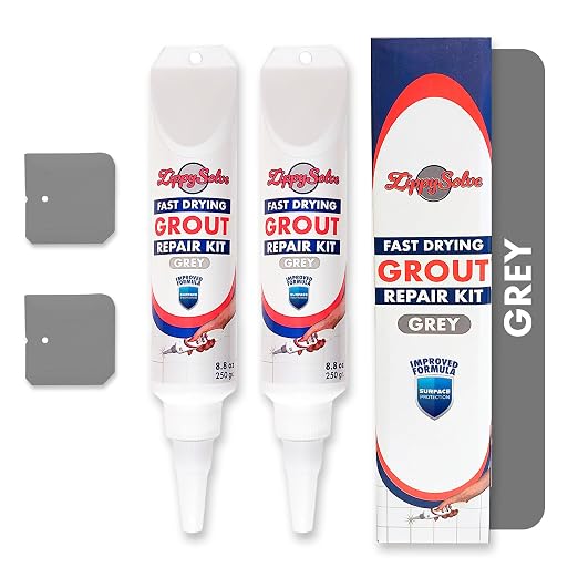 Tile Grout Repair Kit, Refresh Tile Grout Filler (2 Pack, Grey) | Restore & Renew Tile Joints, Fast-Drying Grout Sealer & Paint, Squeeze Tube for Bathroom, Shower & Kitchen Floors, Waterproof