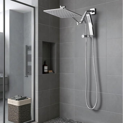 G-Promise All Metal Shower Diverter with Low Handheld Holder (Chrome) | 6 Inch Downward-Extend Bracket for All Heights, 4 Spray Modes with Pause Mode, Anti-Leak, Easy Install, Universal Replacement