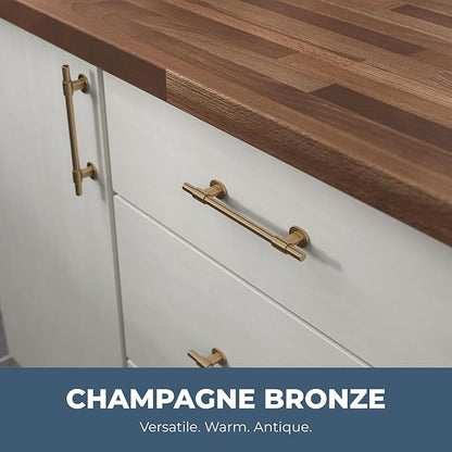 Franklin Brass (10-Pack) – Champagne Bronze Cabinet Handles, 5-1/16 Inch Hole Center, Casual Pulls for Drawers, Kitchen Cabinet Door, Dressers | Francisco