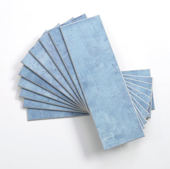 Tilingview 30 PCS Peel and Stick Backsplash Tile for Kitchen/Bathroom/Living Room, 3"x 9" Self-Adhesive Subway Tile for Backsplash, Imitation Glazed Tiles/Handmade Tiles (Matte Sky Blue)