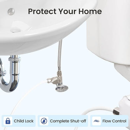 LUXE Bidet 3/8 x 3/8 x 8mm Hot Water Shut-Off Valve T-Adapter | Nickel Finish, Compatible with NEO & NEO Plus Series Bidet Attachments