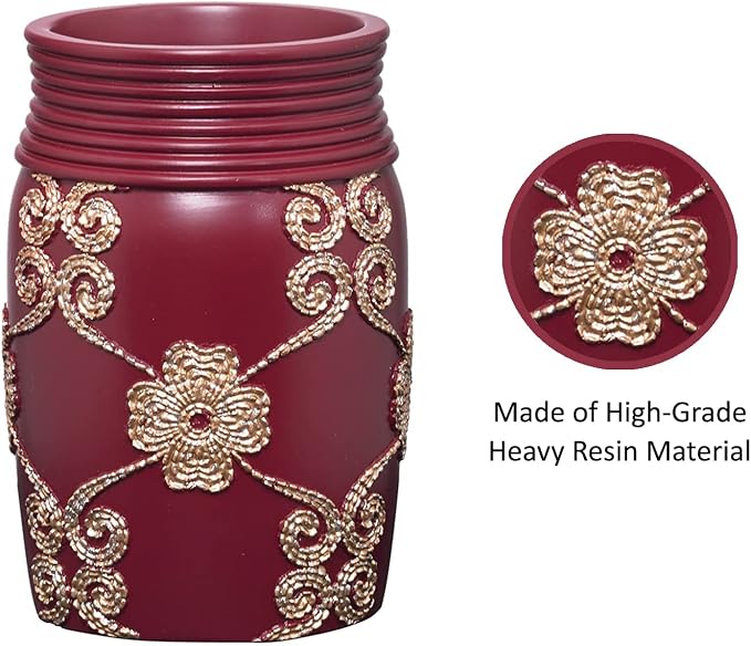 Popular Bath Tumbler, Vlegant Rosa Collection, Burgundy/Gold