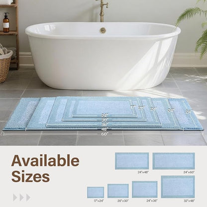 44x24 Large Bathroom Rugs Washable Non Slip, Light Blue Bath Mat for Bathroom Floor Tub, Soft Absorbent Quick Dry Mats for Shower, Bathtub,Home Decor
