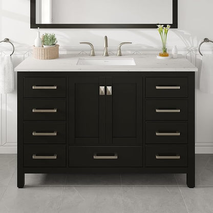 Eviva Aberdeen 48 in. Espresso Single Sink Bath Vanity with Carrara Quartz Top and Undermount Porcelain Sink