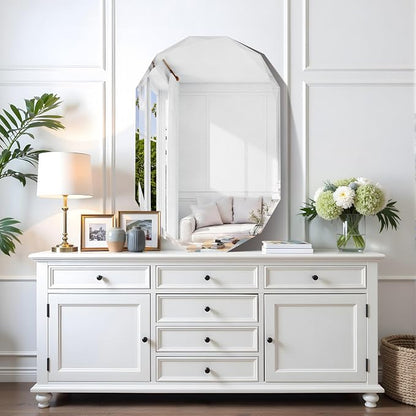 GLASHOM Frameless Oval Bathroom Mirror, 24x36 inch Beveled Wall Mirror | Modern Vanity Decor Mirror for Bathroom, Living Room, Entryway, Bathroom Mirrors for Over Sink Horizontal or Vertical