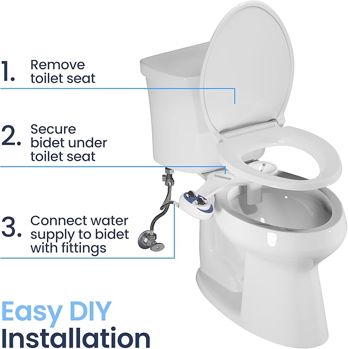 LUXE Bidet NEO 110 - Single Nozzle, Non-Electric Bidet Attachment for Toilet Seat, Adjustable Water Pressure, Rear Wash (White)