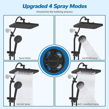 Hibbent cUPC Certified High Pressue 13'' Rainfall Shower Head with 5-Spray | Shower Heads with Handheld 10-Spray Combo, All Metal Easy Reach 4-way Diverter Arm, 71'' Hose & Holder, Oil-Rubbed Bronze