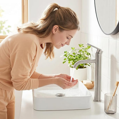 Tall Vessel Sink Faucet Nickel Modern Single Handle Bathroom Faucet One Hole Rv Vanity Lavatory Bathroom Sink Faucet